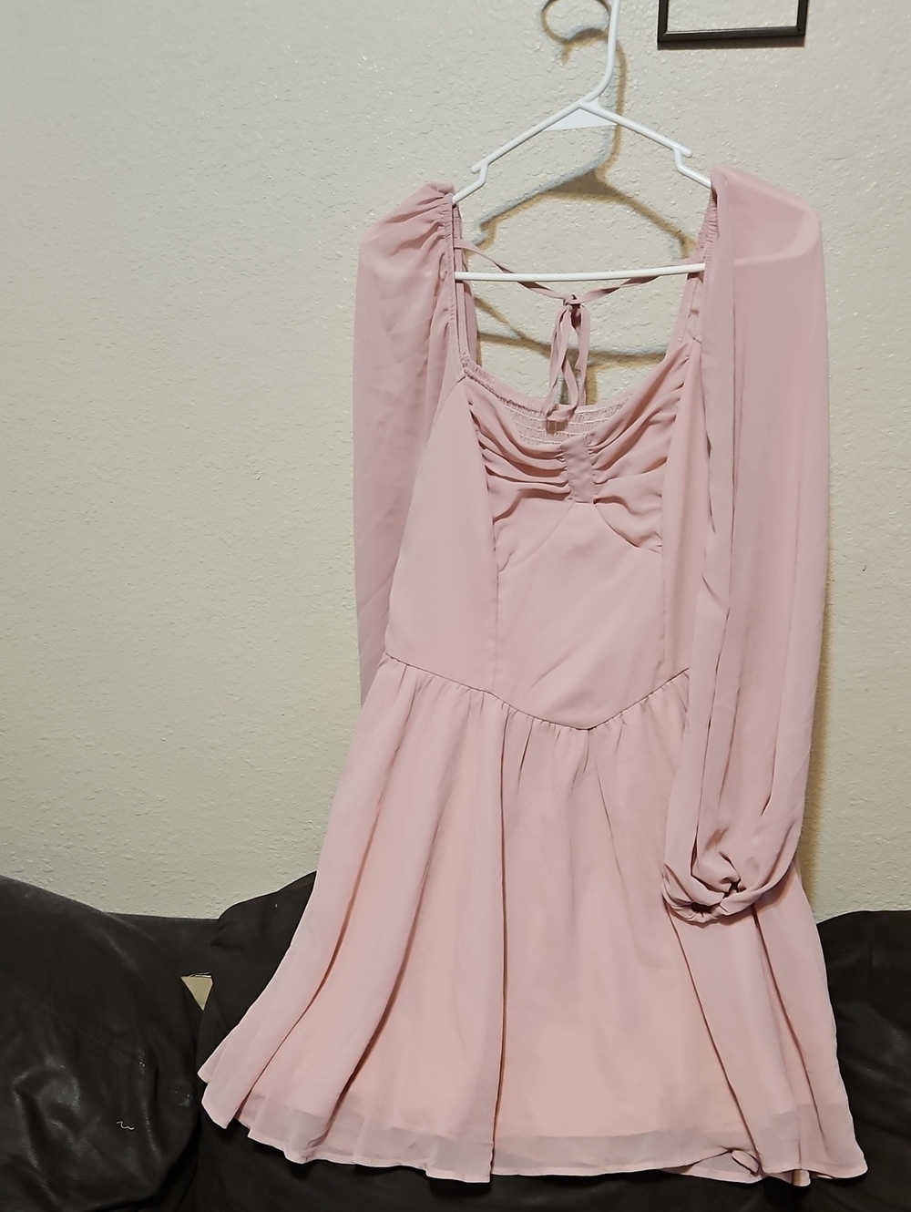 SHEIN Blush Pink Long-Sleeve Mini Dress